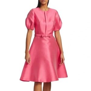 Teri Jon Pink Silk Elegant Dress with Bow Belt